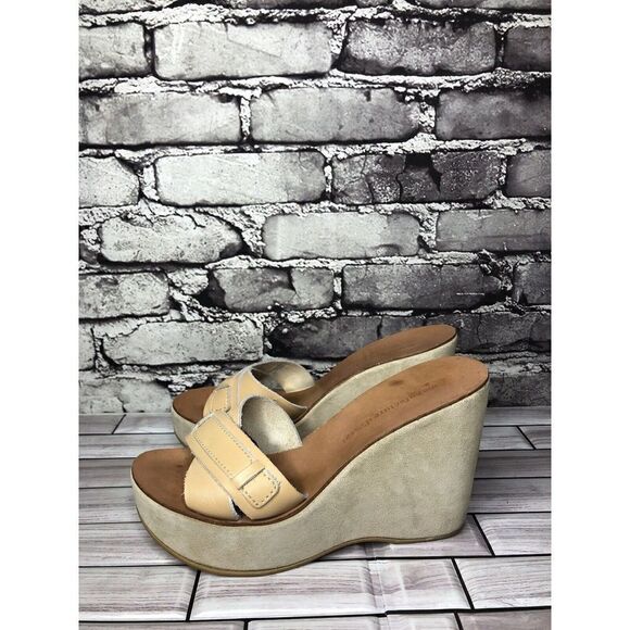 Manufacture d'Essai Beige Leather Wedge Platform Sandals Women’s Sz 38EU/7.5M US - Picture 11 of 16